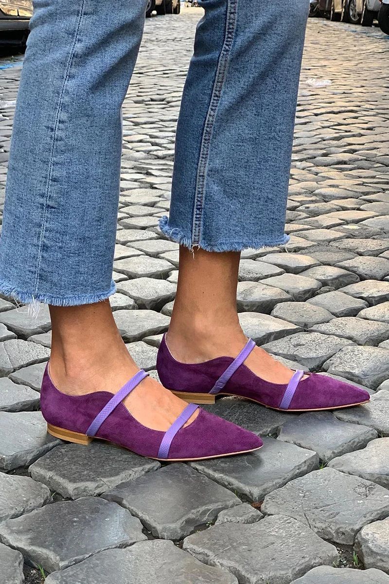 Ortho Welt Suede Shoes With Low Heels And Two Thin Bands