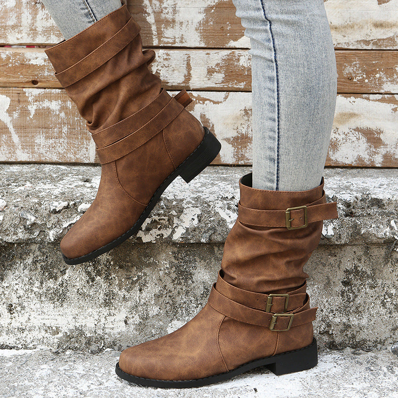 Ortho Welt Vintage Low Heel Boots With Adjustable Buckle
