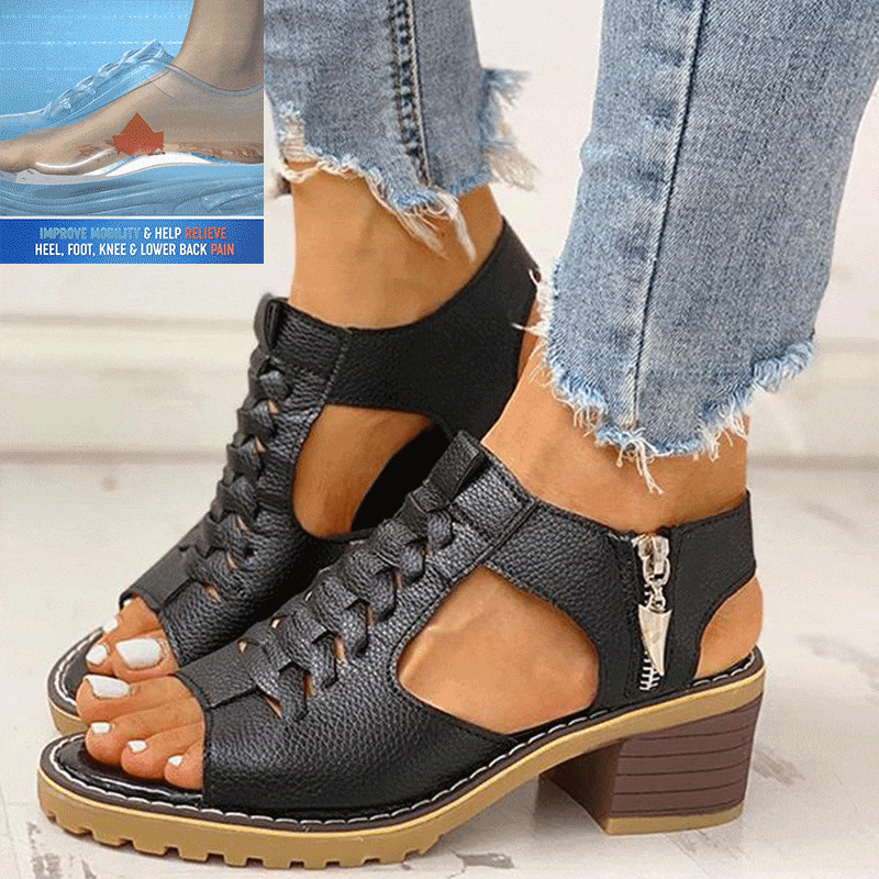 Ortho Welt Ledersandale - Orthopädischer Blockabsatz Komfort