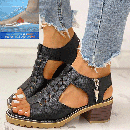 Ortho Welt Ledersandale - Orthopädischer Blockabsatz Komfort