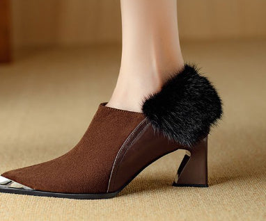 Ortho Welt Chic Retro Heeled Shoes With Zipper And Unique Elegance