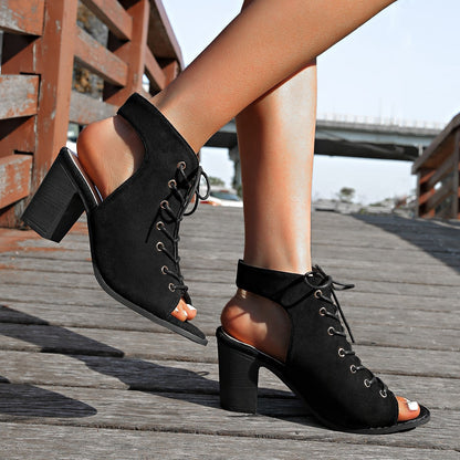 Ortho Welt Orthopedic Lace-Up Sandals - Block Heel Comfort