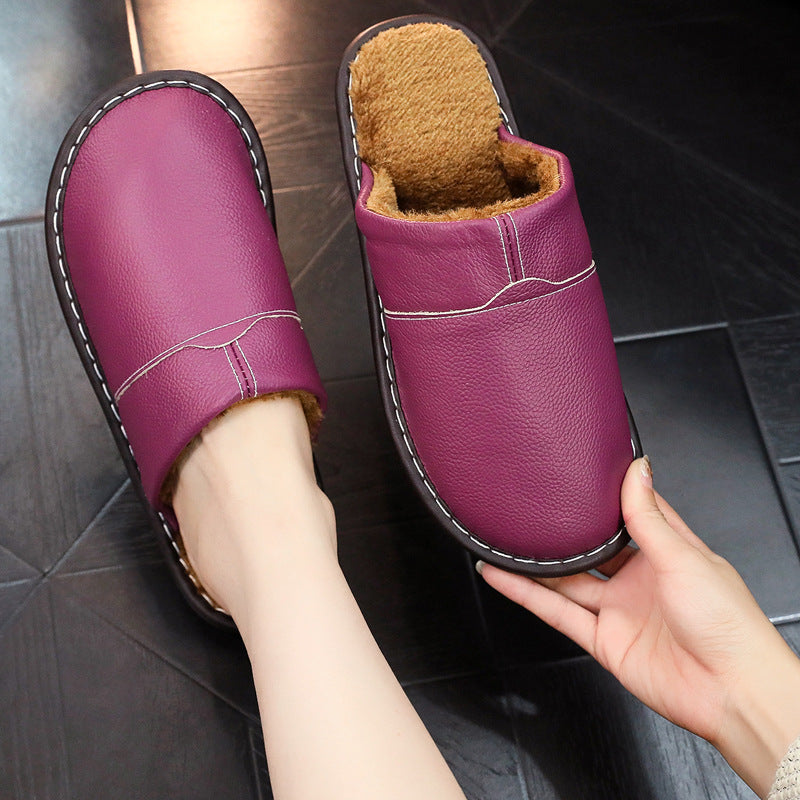 Ortho Welt Non-Slip Winter Leather Slippers For Indoor Use
