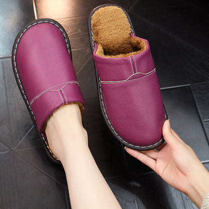Ortho Welt Non-Slip Winter Leather Slippers For Indoor Use