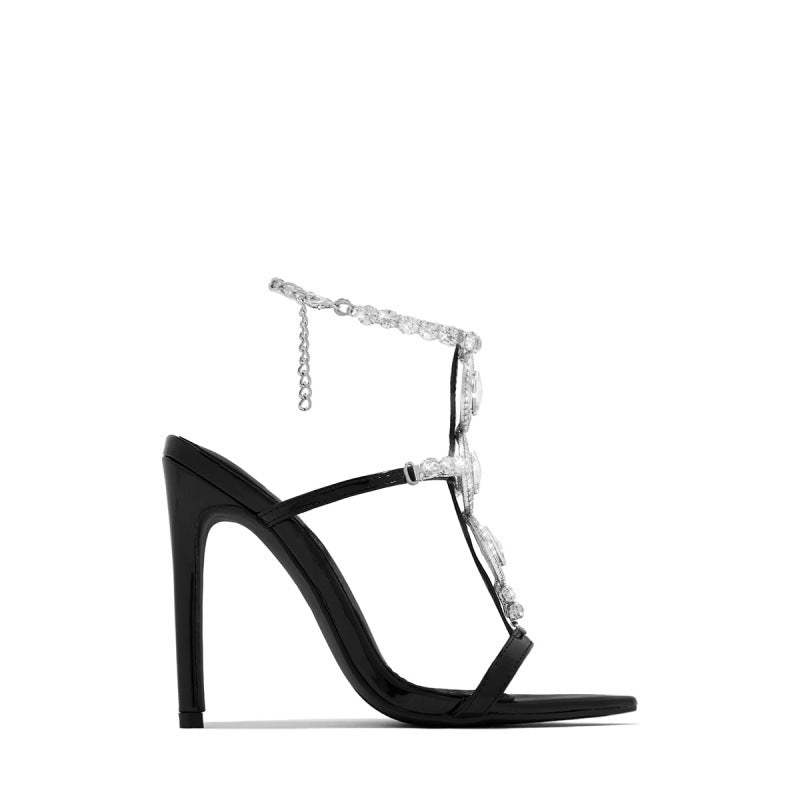 Ortho Welt Gold Rhinestone Stiletto Sandals - Unique Elegance