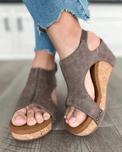 Blake | Zehenfreie Keilsandalen – Komfortables Design mit Reißverschluss