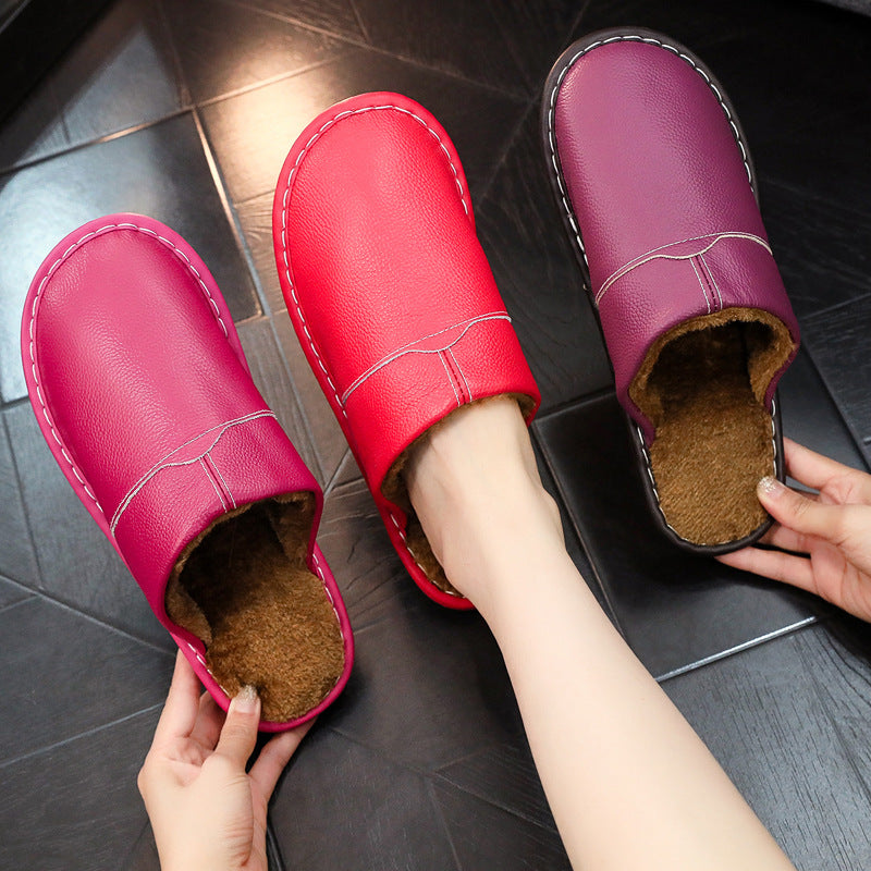 Ortho Welt Non-Slip Winter Leather Slippers For Indoor Use