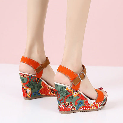 Ortho Welt Floral Embroidered High Heel Sandals - Unique Elegance
