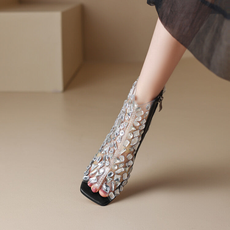 Ortho Welt Plus Size Rhinestone High Heel Boots