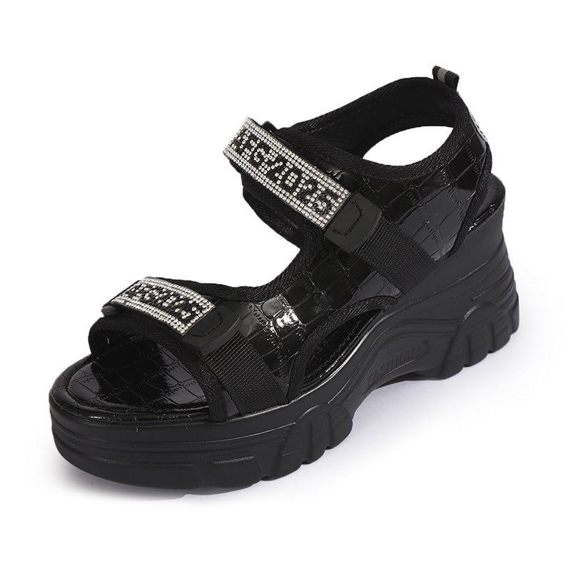 Ortho Welt Wedge Heel Sandals With Rhinestones