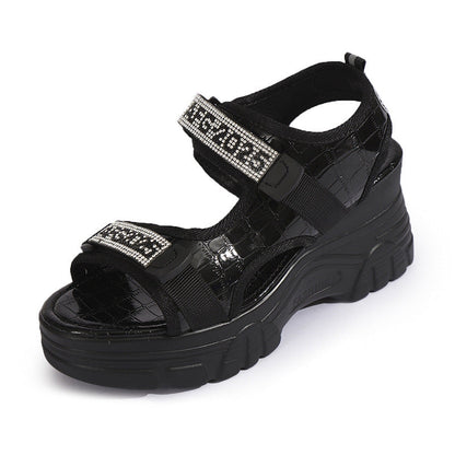 Ortho Welt Wedge Heel Sandals With Rhinestones