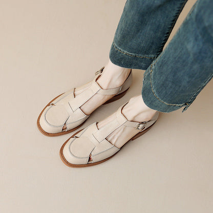 Ortho Welt Retro Flat Sandals With Hollow Toe Box