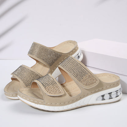 Ortho Welt Unique Wedge Sandals With Rhinestones For Summer