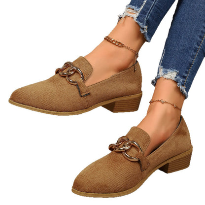 Ortho Welt Chunky Heeled Pumps With Elegant Metal Chain