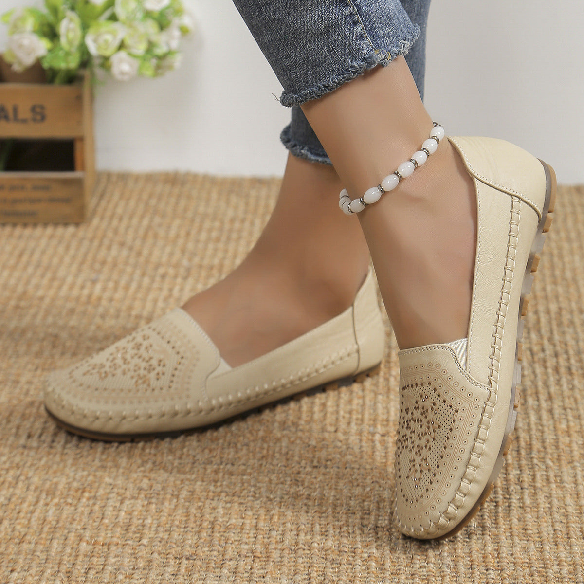 Ortho Welt Casual Gommino Handmade Shoes In Solid Color