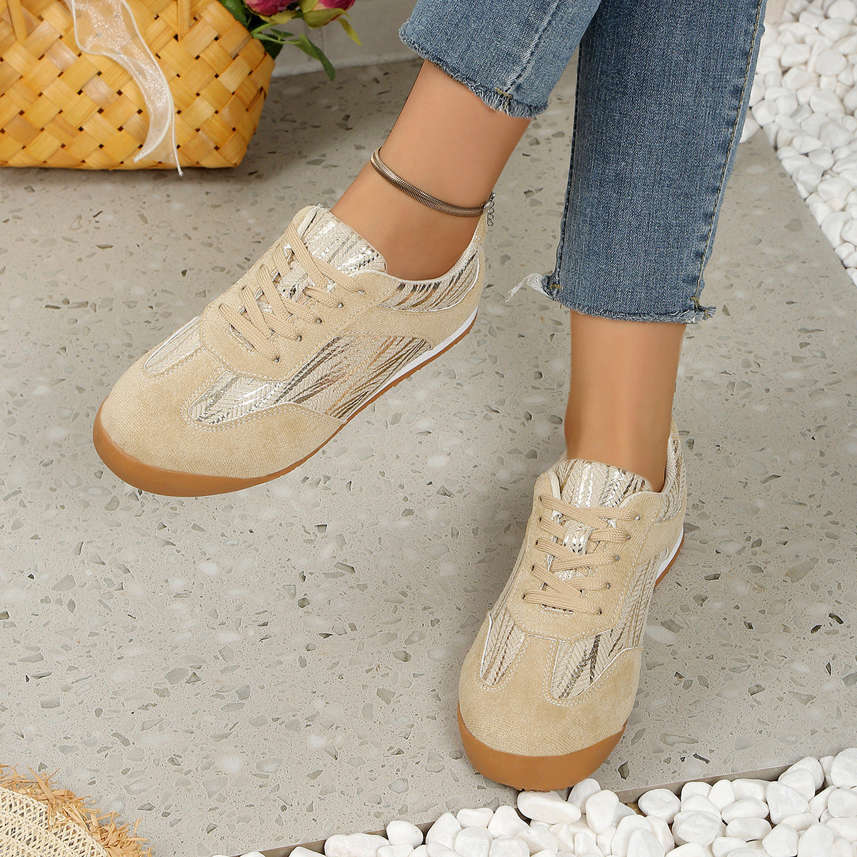 Ortho Welt Laura Beige Sneaker - Orthopedic Wildlederstil