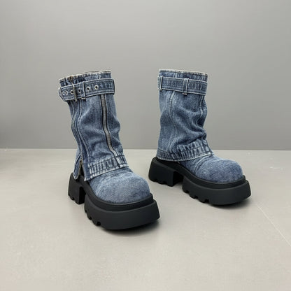 Ortho Welt Denim Boots - Orthopedic, Chunky Sole