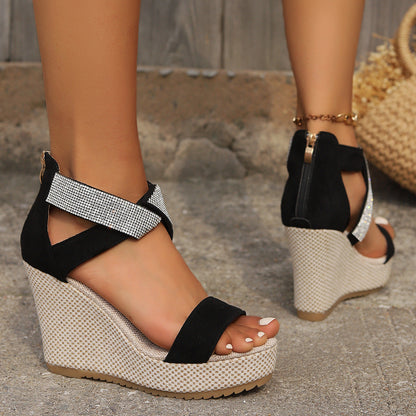 Ortho Welt High-Heeled Sandals With Rhinestone Design - Summer Uniqueness