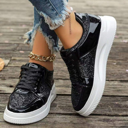 Ortho Welt Unique Sequined Lace-Up Flat Shoes