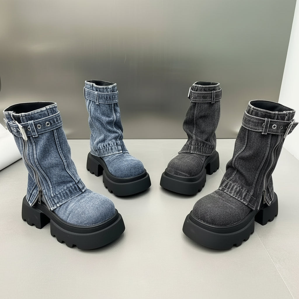 Ortho Welt Denim Boots - Orthopedic, Chunky Sole