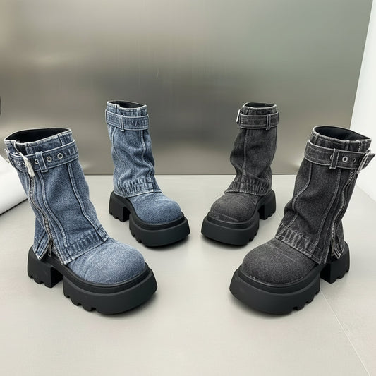 Ortho Welt Denim Boots - Orthopedic, Chunky Sole