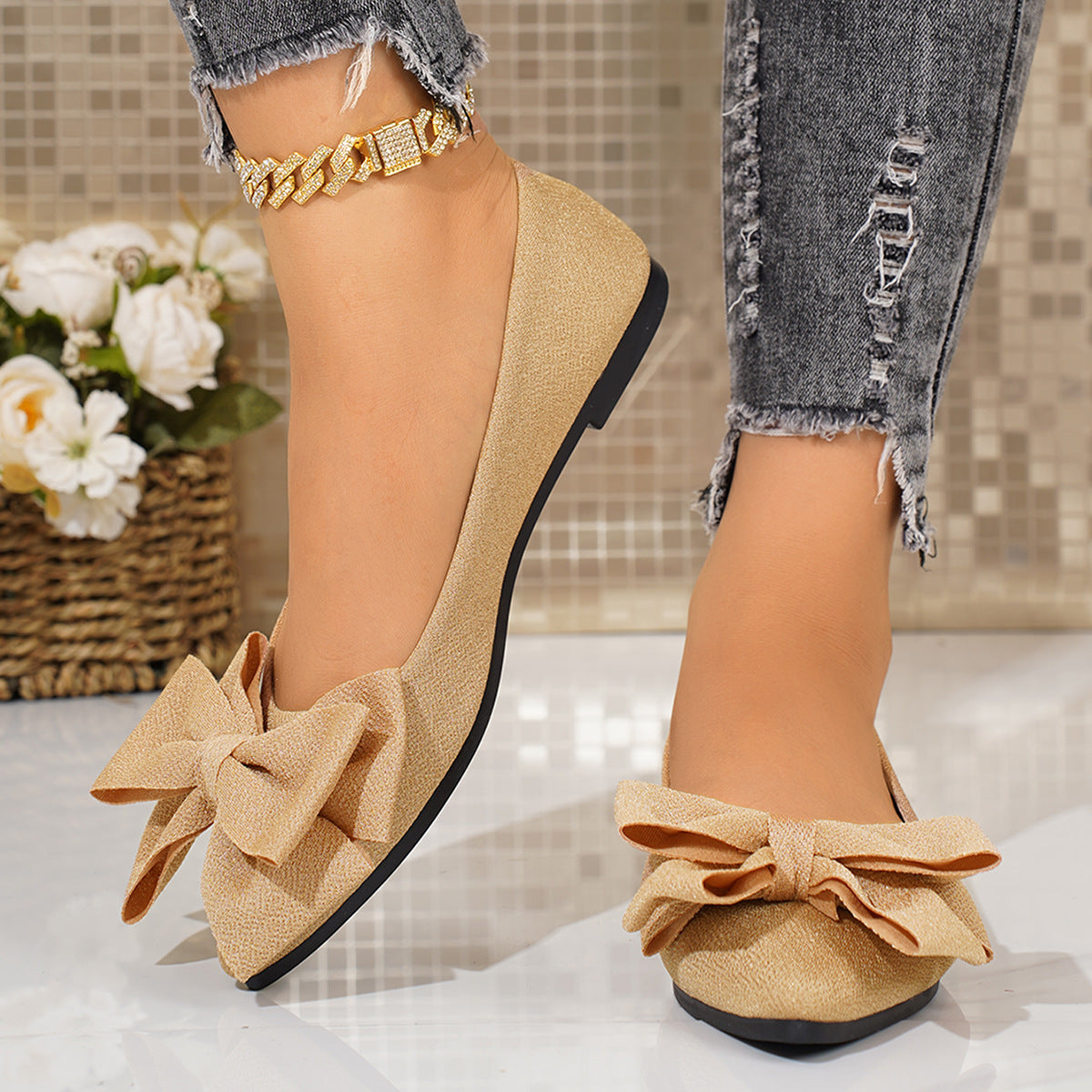 Ortho Welt Slip-On Shoes In Larger Sizes With An Elegant Bow