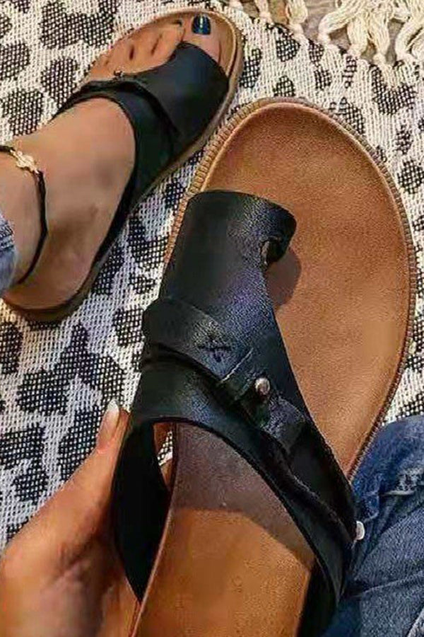 Aria | Orthopädische Leder-Sandalen zum Hineinschlüpfen mit verstellbarem Riemen