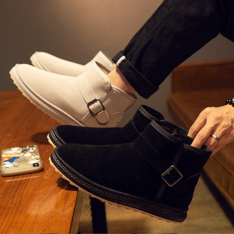 Ortho Welt Winter Boots - Suede, Fur Lining, Buckle Strap