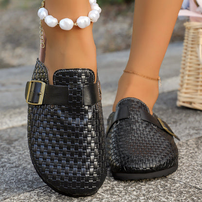 Ortho Welt Leather Mules With A Single Buckle And Cork Sole