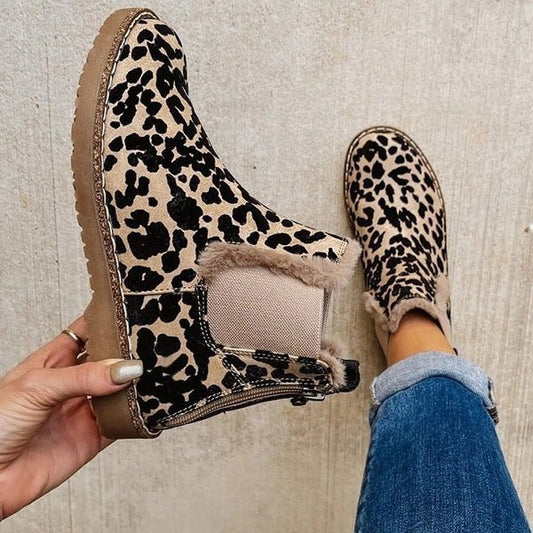 Ortho Welt Leopard Suede Boots - Orthopedic & Warm