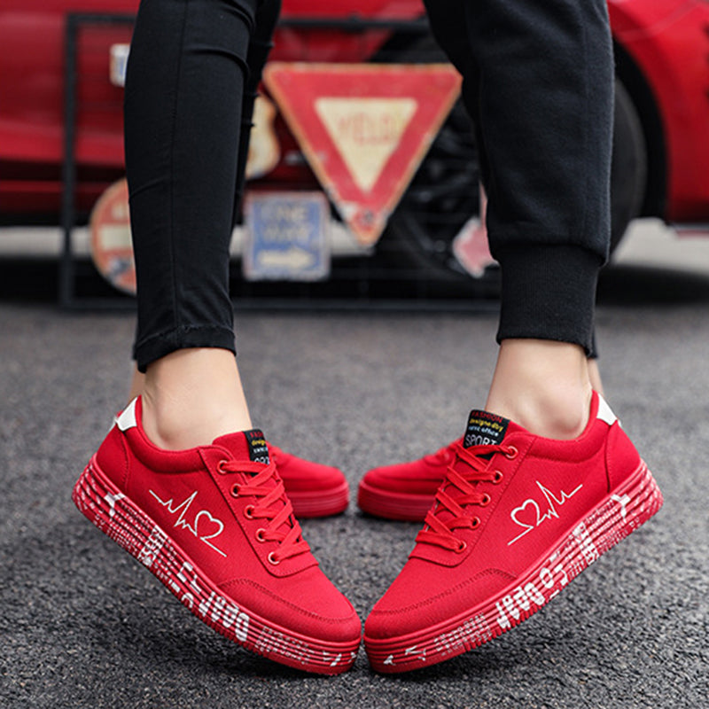 Ortho Welt Love Print Canvas Shoes For Couples - Unique And Trendy
