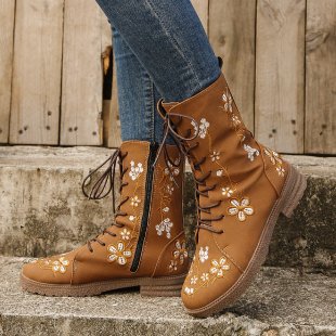 Ortho Welt Orthopedic Boots - Embroidered Square Heel