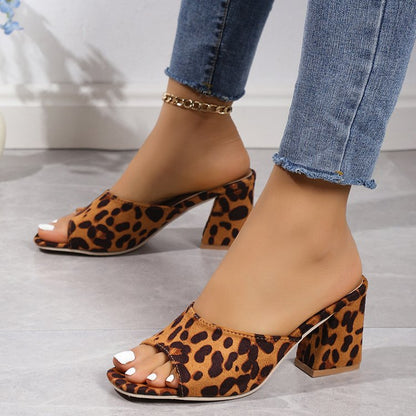 Ortho Welt Leopard Chunky Heel Sandale - Orthopedic Komfort