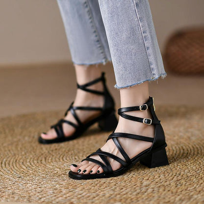 Ortho Welt Vintage Brown Heeled Sandals - Unique Elegance
