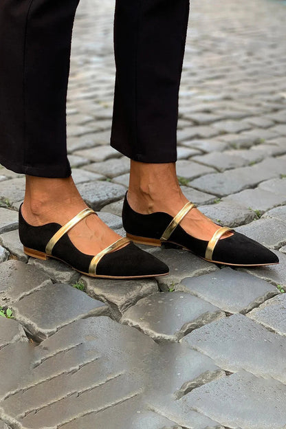 Ortho Welt Suede Shoes With Low Heels And Two Thin Bands