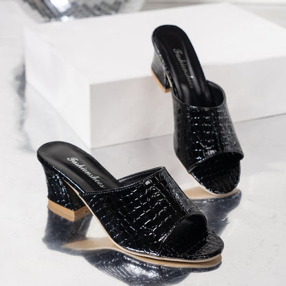 Ortho Welt Snake Print Open Heel Sandals - Unique Elegance