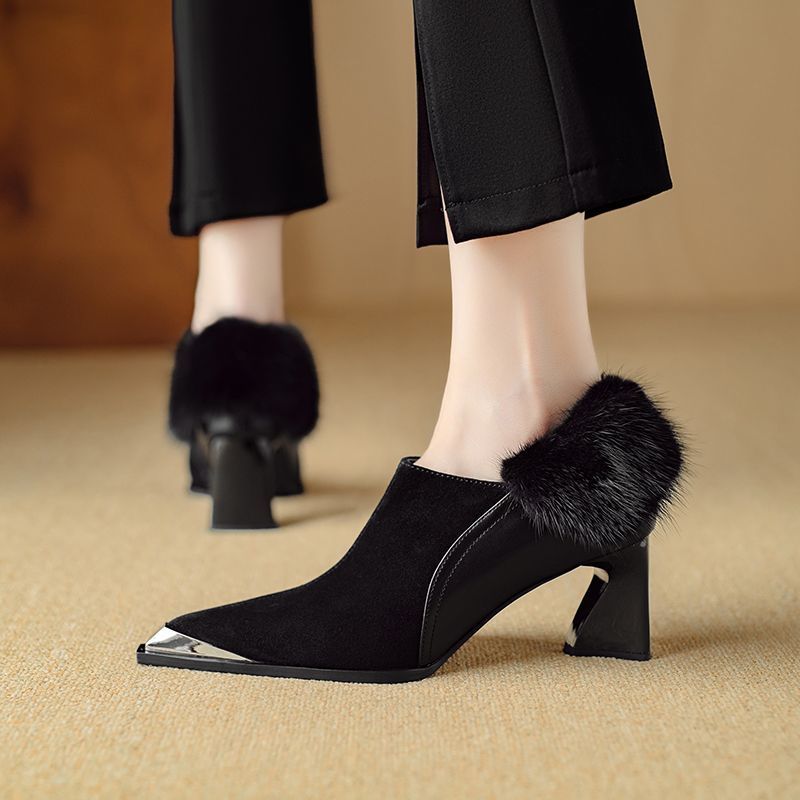 Ortho Welt Chic Retro Heeled Shoes With Zipper And Unique Elegance