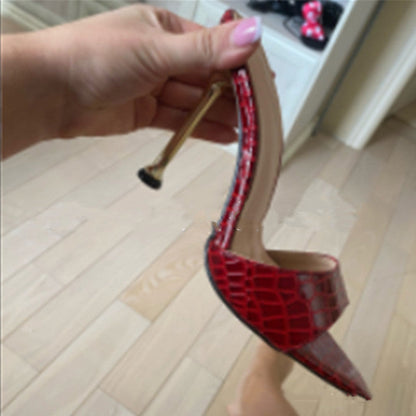 Ortho Welt Snake Print Stiletto Sandals - Unique Elegance