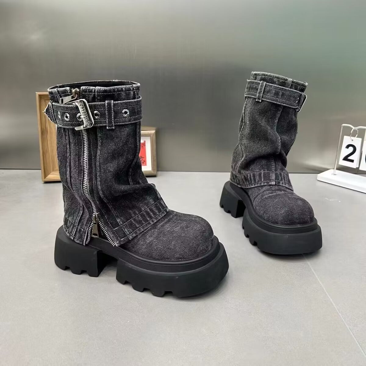 Ortho Welt Denim Boots - Orthopedic, Chunky Sole