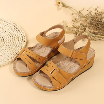Ortho Welt Wedge Sandals - Orthopedic Comfort & Velcro