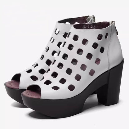 Jada | Damen-Stiefeletten mit offener Zehenpartie und Blockabsatz