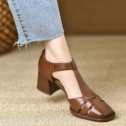 Ortho Welt Chunky Heel Sandals With Cutout And Buckle