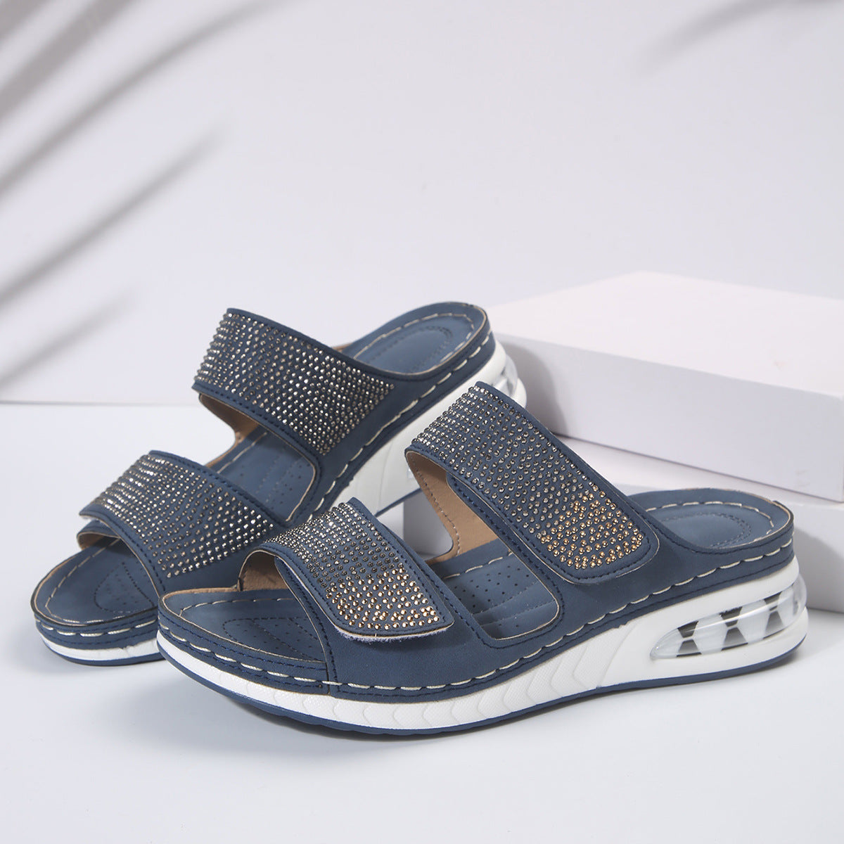Ortho Welt Unique Wedge Sandals With Rhinestones For Summer