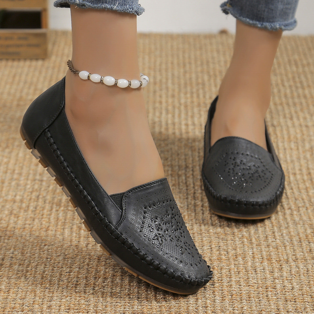 Ortho Welt Casual Gommino Handmade Shoes In Solid Color