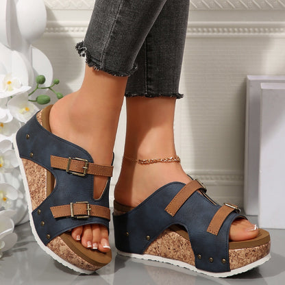 Ortho Welt Ins Buckle Chunky Heel Sandals - Unique Summer Elegance