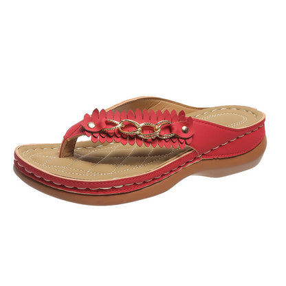 Ortho Welt Wedge Sandals With Chain - Unique Retro Style