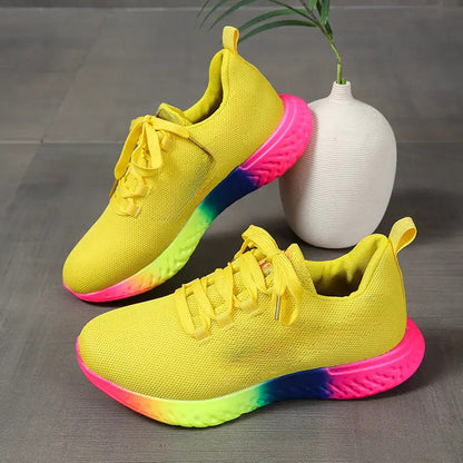 Ortho Welt Lace-Up Mesh Shoes With Rainbow Sole