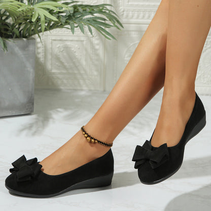 Ortho Welt Suede Shoes With Bow And Elastic - Unique Elegance