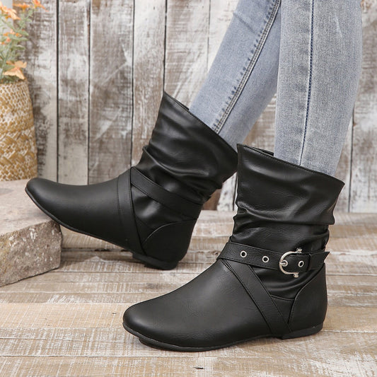 Ortho Welt Ankle Boots - Orthopedic, Round Toe, Flat Buckle