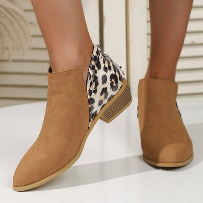 Ortho Welt Leopard Boots - Orthopedic Block Heel Comfort